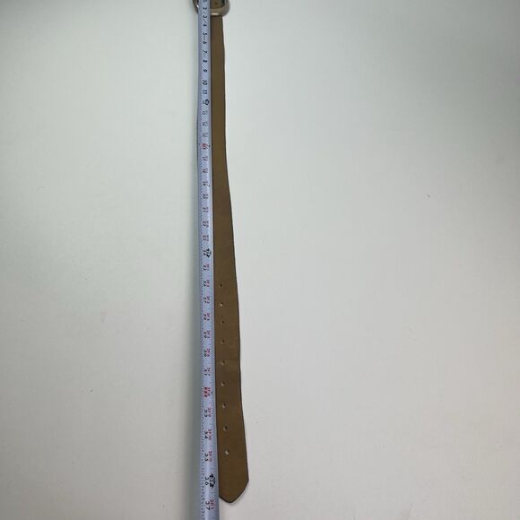 vintage Tan Soft Leather Wide Belt S Brass Buckle Western Classic Heritage Prep - Picture 8 of 12